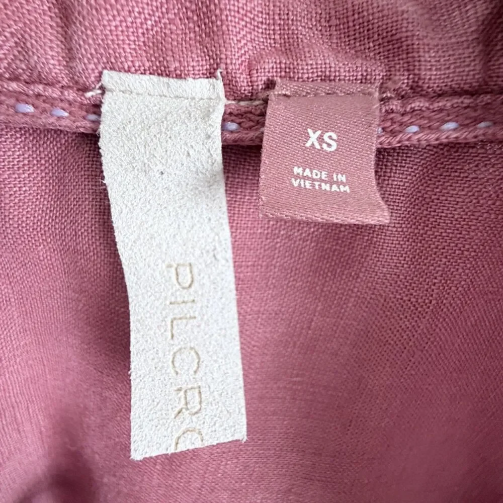 pilcro by anthropologie 100% linen button down beachcore rose women's top xs - Picture 8 of 8